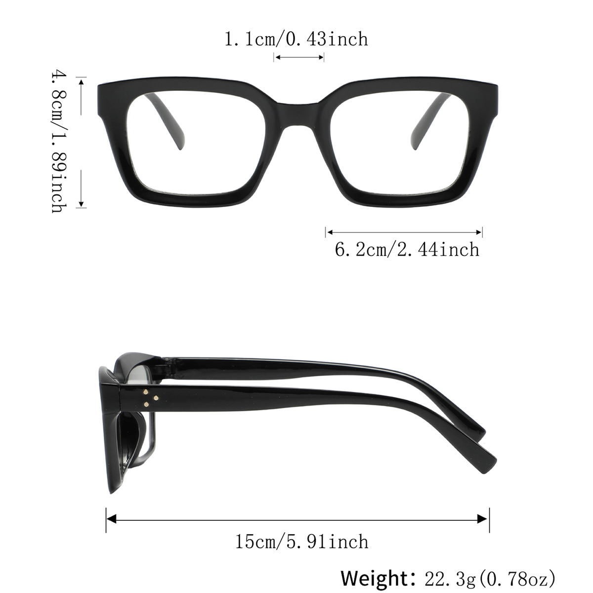 1 paire de lunettes carrées noires à grande monture pour femme, simples, décontractées, sexy, avant-gardistes européennes et américaines, au style décontracté, exquises et polyvalentes, lunettes sans ordonnance à la mo