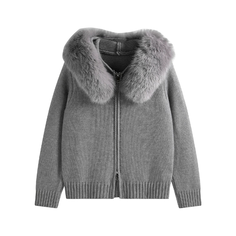 Nouveau 2025 hiver pull manteau femmes à capuche Cardigan col de fourrure à capuche tricot épaissir chaud femmes manteaux Chic décontracté vêtements d'extérieur manteaux