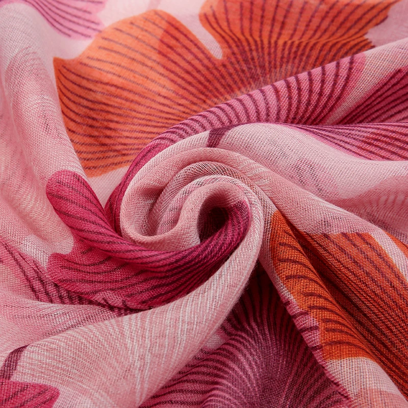Écharpe en Viscose de Coton pour Femme Musulmane, Foulard Floral Ombré, Type Hijab de Plage, Châles et Enveloppes de Styliste