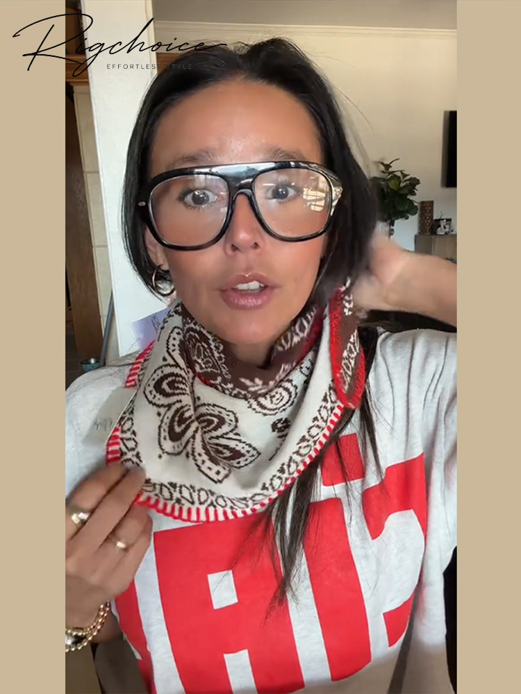 Écharpe triangulaire en tricot à motifs paisley et blocs de couleurs vintage, accessoire polyvalent chic pour femme, idéal pour la rue, automne-hiver, bandana à bordure matelassée.
