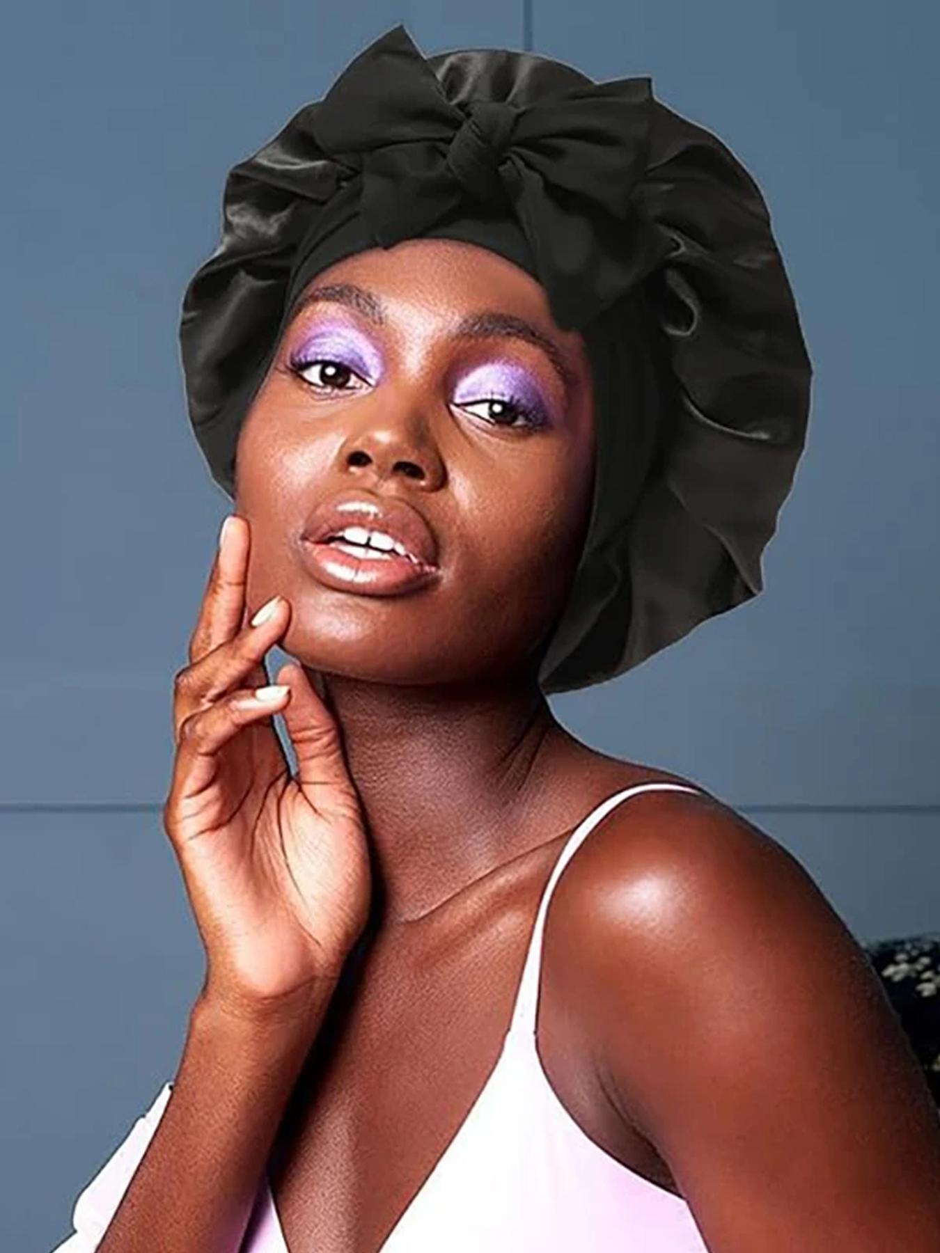 Nouveau Bonnet en soie pour dormir femmes Bonnet en Satin Bonnet de cheveux bonnet de nuit écharpe enveloppement pour cheveux bouclés avec bandeau pour cheveux bouclés Ha