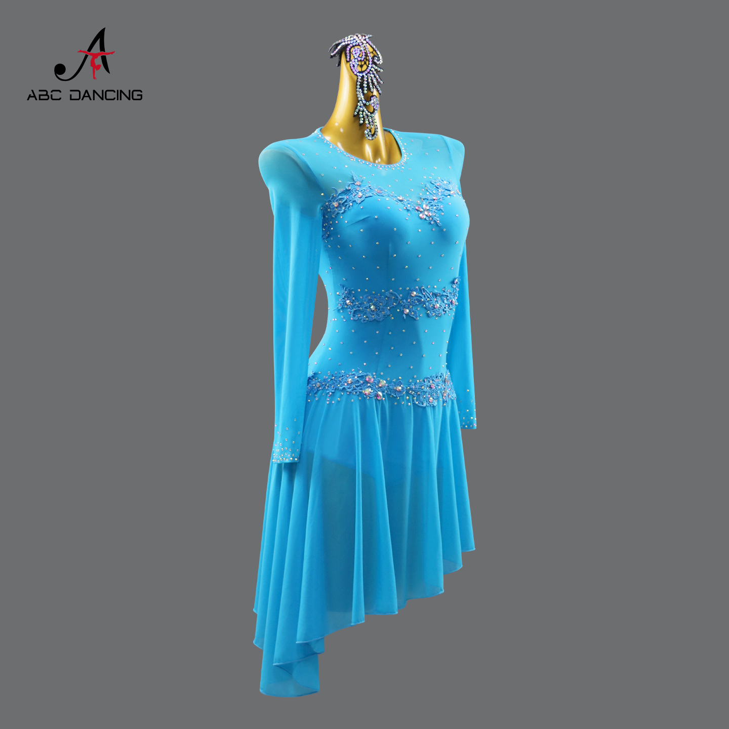 Robe de danse pour femmes, tenue d'entraînement de danse latine, vêtements de compétition de danse de salon, costume de carnaval, tenue de soirée, robe longue à manches longues pour femmes, tenue de fête.