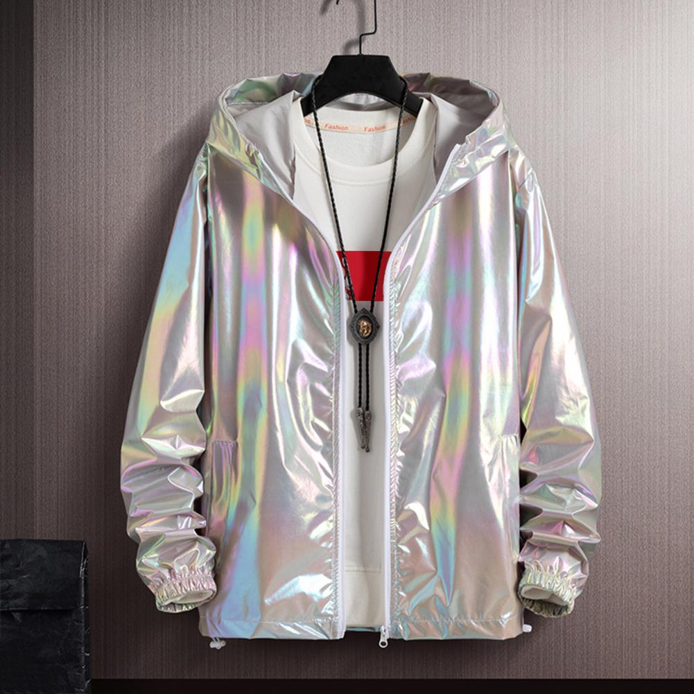 Vêtements de carnaval disco, veste fine à dégradé de couleurs réfléchissantes pour hommes, veste de boîte de nuit, veste de sport, vêtements de protection solaire