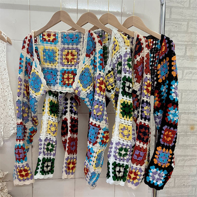 Chemisier court de style bohème pour femme, broderie florale, vacances de plage, évider, chic en Y
