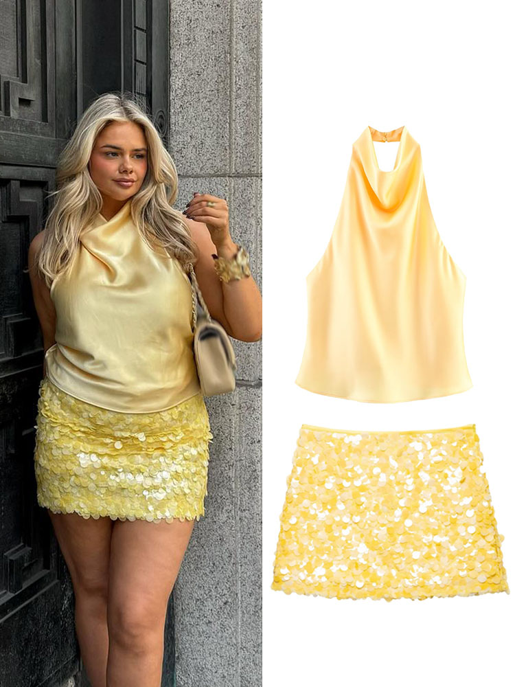 HH femmes été nouvelle mode taille haute mince solide paillettes Mini jupe femme Sexy hanche côté fermeture éclair Punk fête jupe courte Mujer