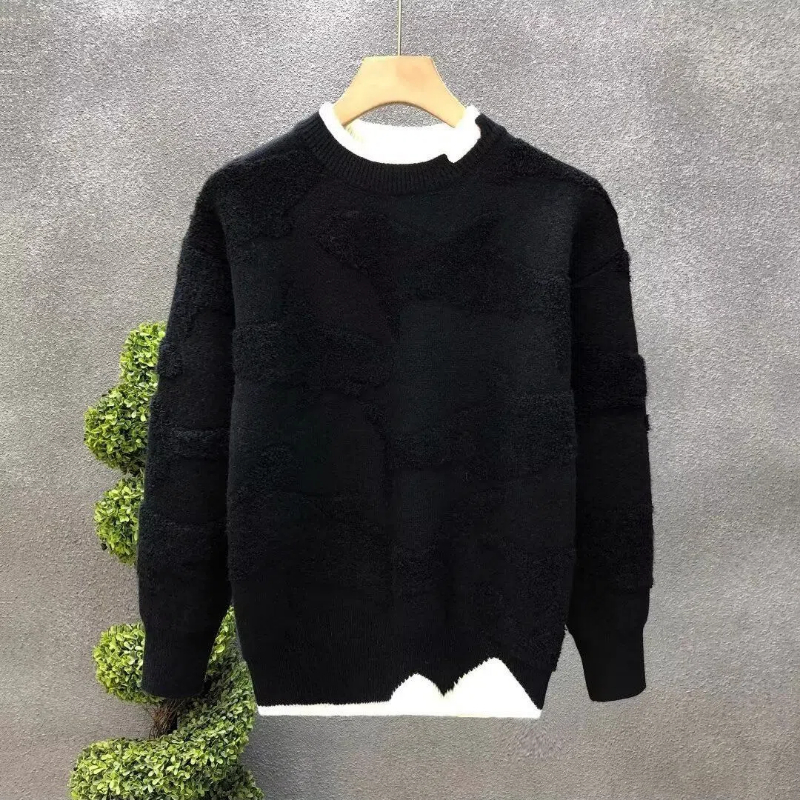 Pull à manches longues et col rond pour homme, couleur unie, décontracté, assorti avec tout, chaud et simple, nouvelle mode automne hiver