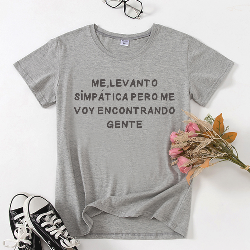 T-shirt manches courtes femme, décontracté, en coton, à la mode espagnole, noir et blanc