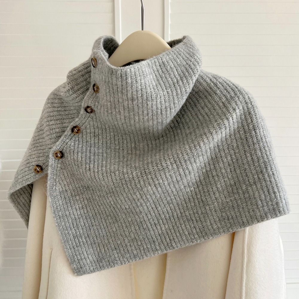 Châle classique tricoté à boutons, chaud et épais, pour femme, écharpe irrégulière, cape, tricot pour fille