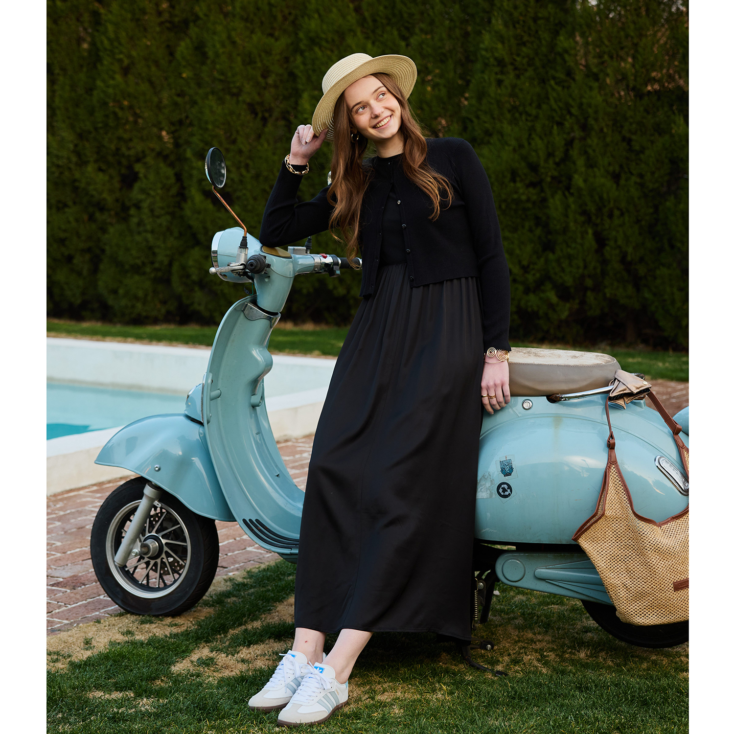 Robe sans manches AP SS26 pour femme, jupe à taille élastique, cardigan en maille torsadée, vêtements élégants