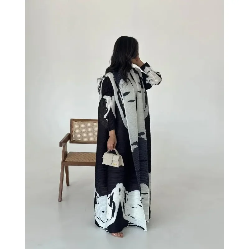 KAF femmes mode Abaya Vintage imprimé Cardigan conception ample grande taille élégante femme luxe Robe printemps automne modèle