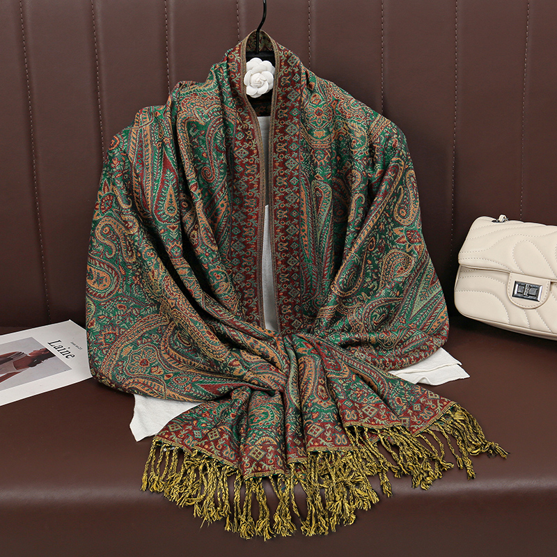 [T792] mode de luxe bohème Paisley concepteur épais Style ethnique Jacquard écharpe femmes musulman Hijab gland châle enveloppement Pashmina