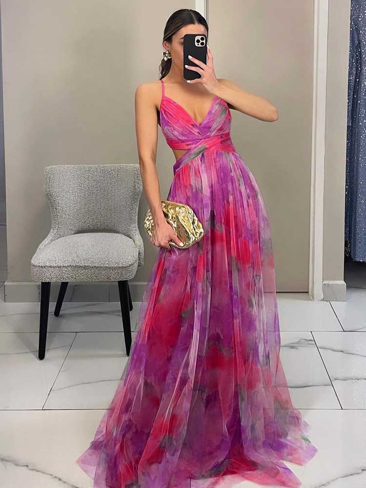 Robes Bohème Chic pour Soirée, Robes d'Été Taille Haute pour Femmes, Robe Longue Sexy en Maille Dos Nu à Bretelles Fines pour Anniversaire, Effet Amincissant
