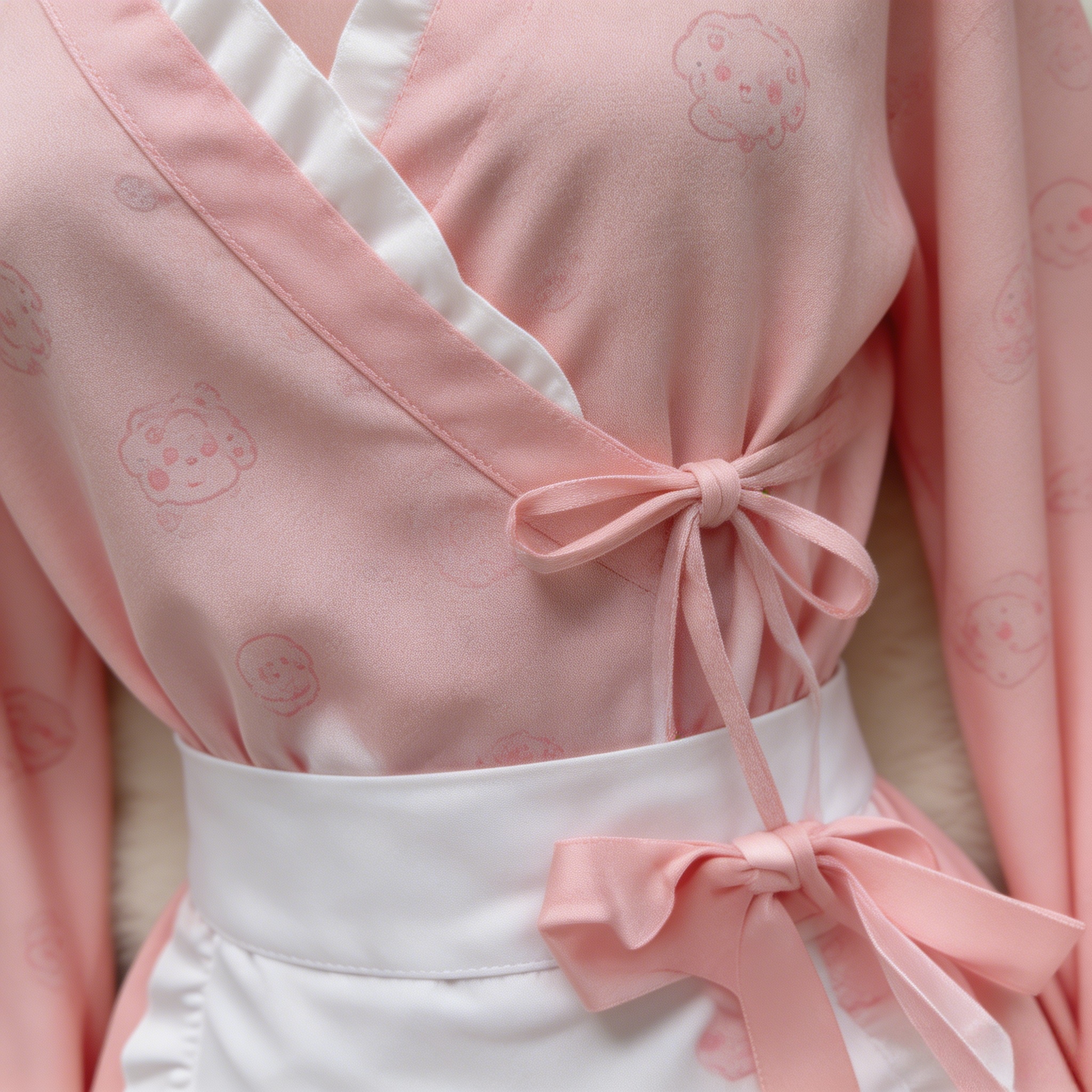 Robe sexy imprimé lapin, kimono tentation, robe à manches longues ajustée avec nœud, mignonne, douce, pure, désirable, charmante et élégante