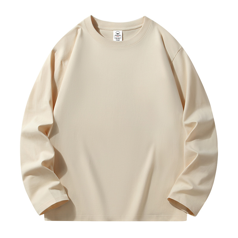 T-shirt à manches longues 100 % coton pour homme, col rond, coupe ample, décontracté, tendance, printemps-automne