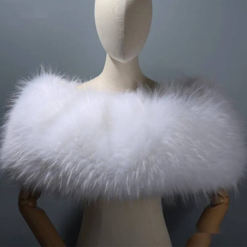 Hiver fourrure châle enveloppes femme élastique fausse fourrure de renard pull Cape élégante longue fourrure épaule couverture pour les femmes épaissi