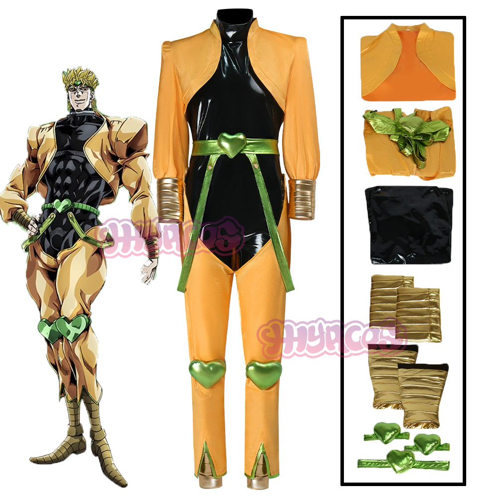 Costumes de Cosplay Anime Dio Brando, uniforme jaune, accessoire de fête de carnaval d'halloween pour femmes et hommes, accessoires de Cosplay