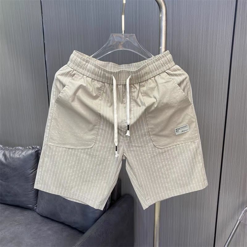 Pantalon droit à cinq points pour hommes, Style de travail d'été, fin, décontracté, ample, rayé