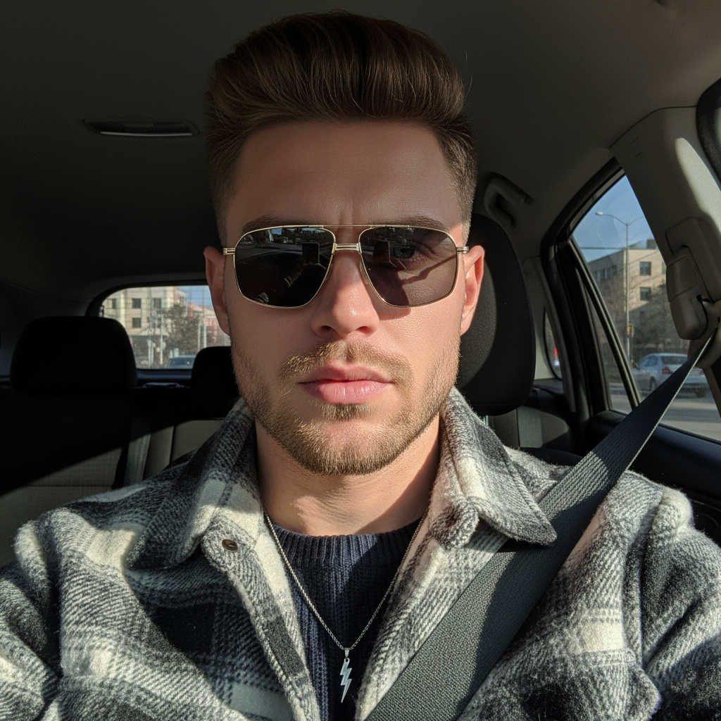 Lunettes de soleil pilote rétro tendance pour hommes, monture en alliage doré et lentille noire, lunettes de conduite carrées vintage cool avec bras antidérapants