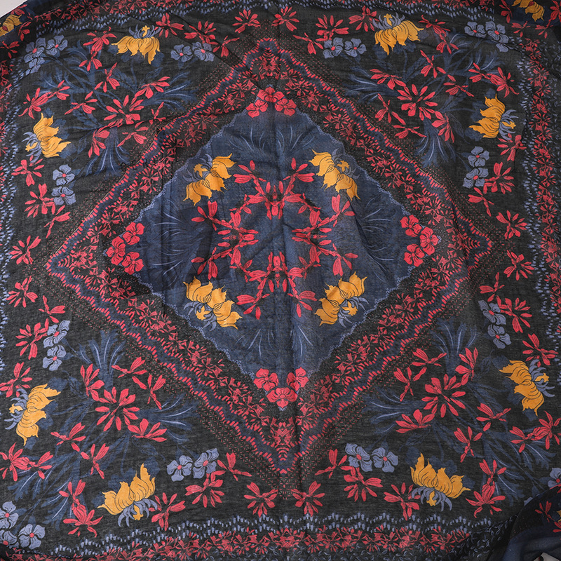 2023 Femmes Mode Petit Polka Floral Gland Viscose Châle Écharpe Imprimé Voile Wrap Bandeau Bufandas Musulman Hijab Sjaal 125*125Cm