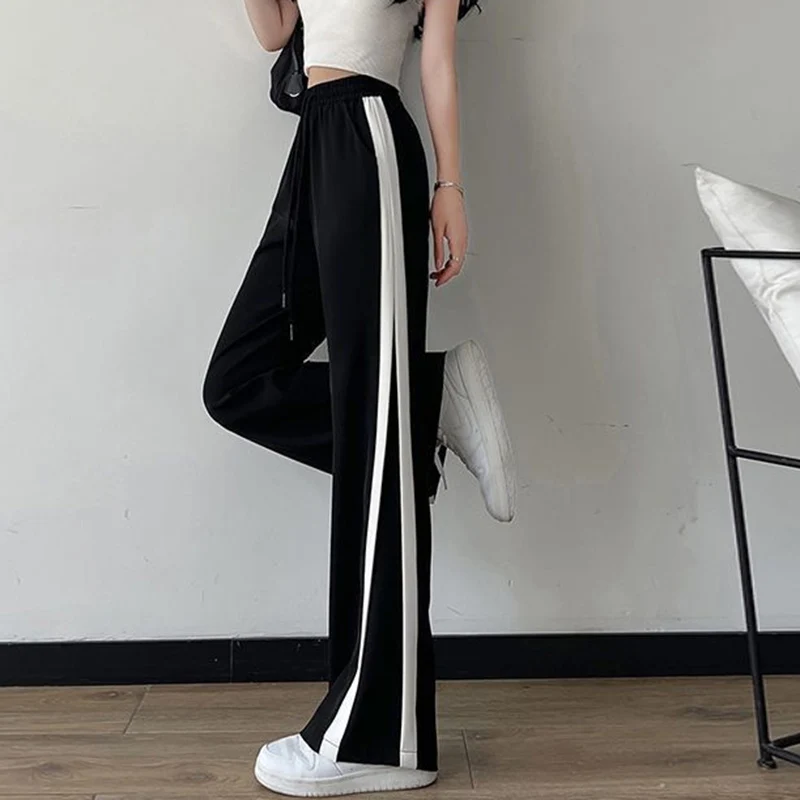 Pantalon de dehors Décontracté pour Femme, Baggy Confortable, Jambes Larges, Droites, Mode Fjfemale, Taille Haute, Été