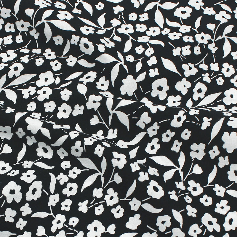 Tissu Floral en pur coton noir et blanc, tissu imprimé tout coton de Style pastoral pour vêtements de robe pour femmes, tissu fait à la main