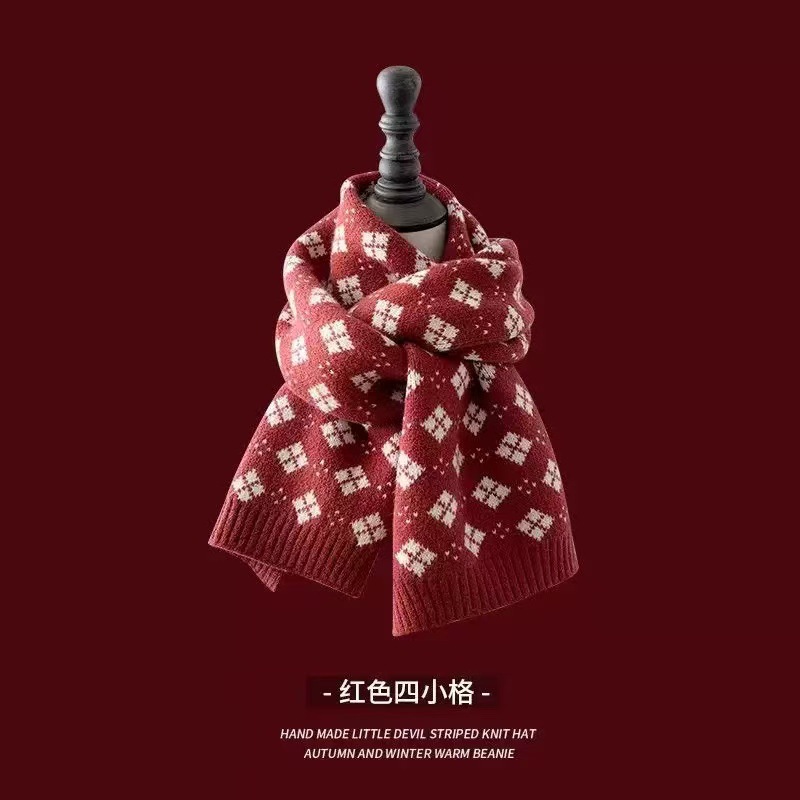 Écharpe d’hiver chaude pour femmes et hommes, motif cerf ou élan, écharpe tricotée double face, châle en laine à la fois tendance et polyvalent, cadeau de Noël pour les filles.