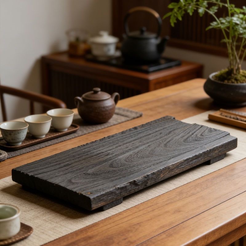 Plateau à thé en bois écologique original - Table à thé rectangulaire en bois massif de style chinois vintage pour la maison et la cérémonie du thé
