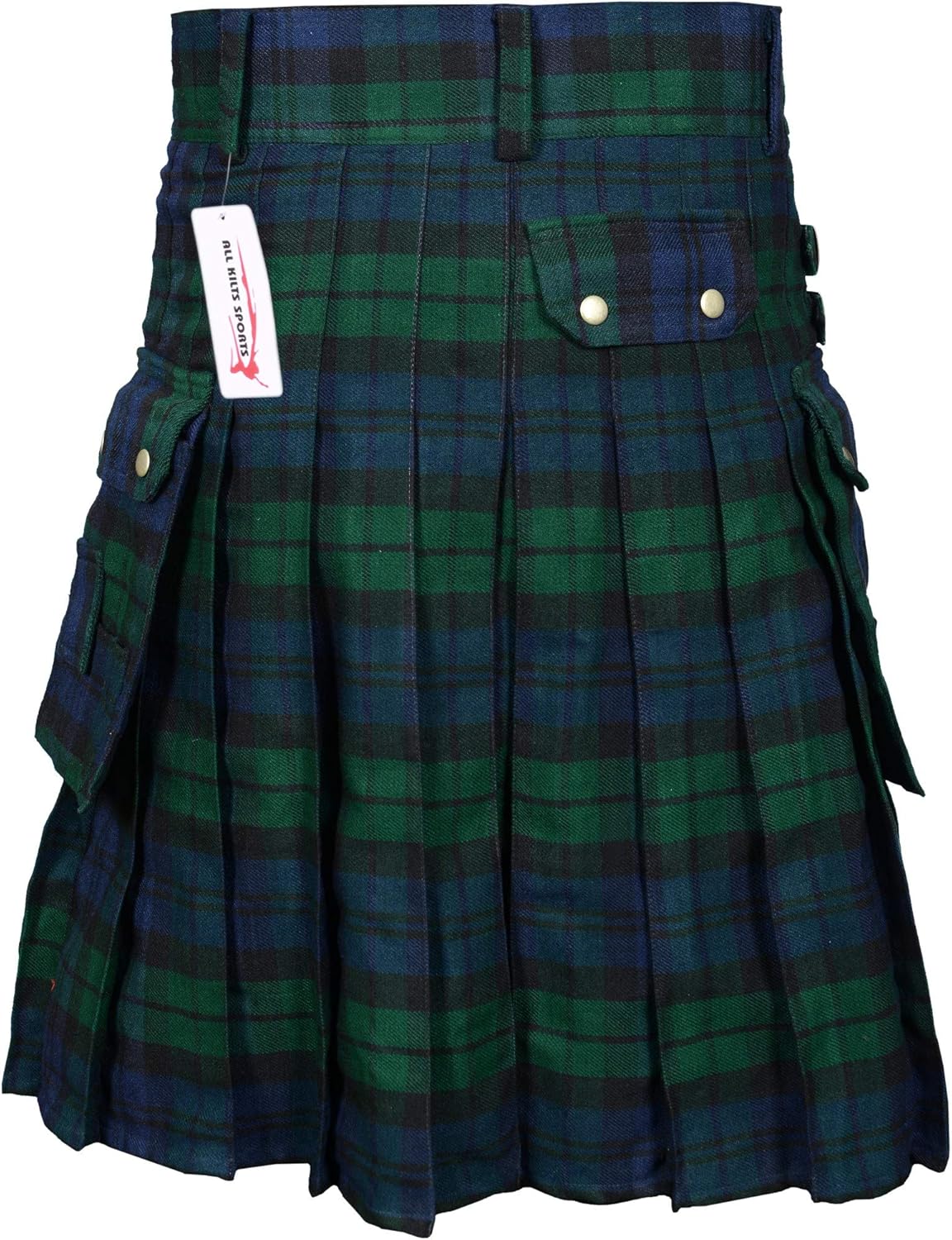 Haute qualité mode hommes Cool poche Kilts couleur unie gothique Kilt Vintage guerrier Cargo Kilt métal ceinture jupe plissée
