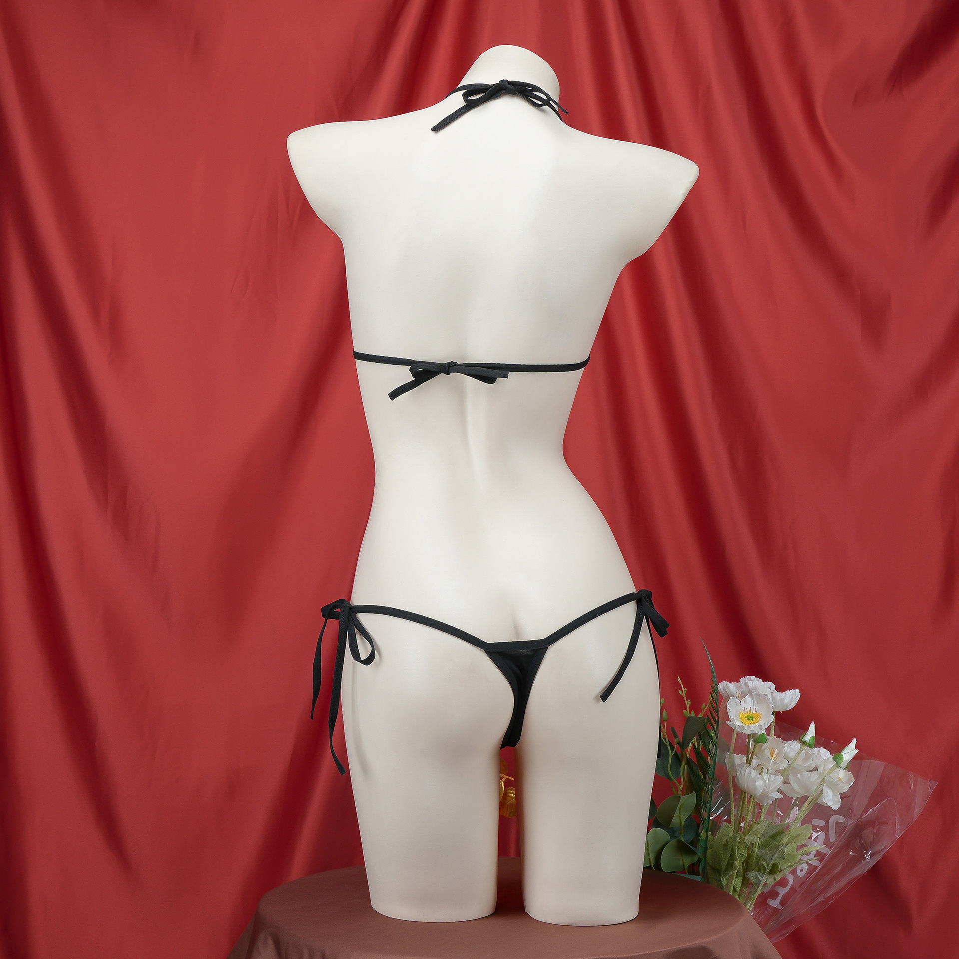 Ensemble de lingerie sexy japonaise Kawaii pour femmes, bikini imprimé griffes de chat, micro-soutien-gorge et culotte trois points, mini maillot de bain