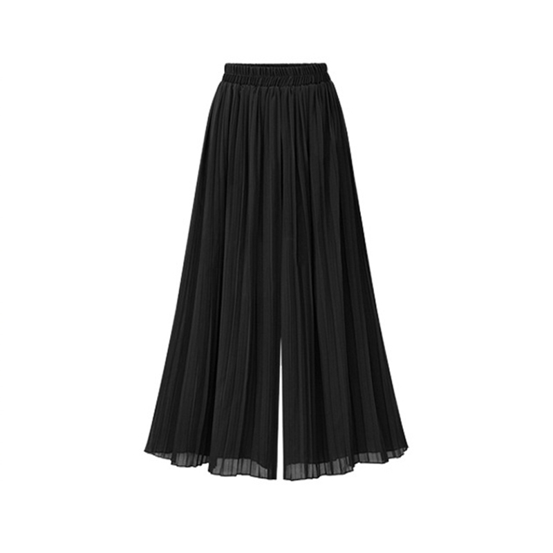 Pantalon ample à jambes larges pour femmes, grande taille, mode d'été, Streetwear, plissé, jupes, taille élastique, culotte, noir, vert