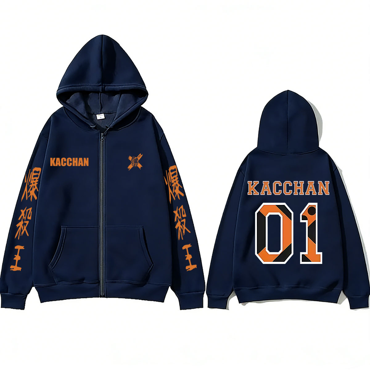 Sweat à capuche zippé Anime My Hero Academia Bakugou Katsuki pour hommes et femmes, sweat à capuche zippé de cosplay de dessin animé, veste décontractée rétro surdimensionnée pour homme