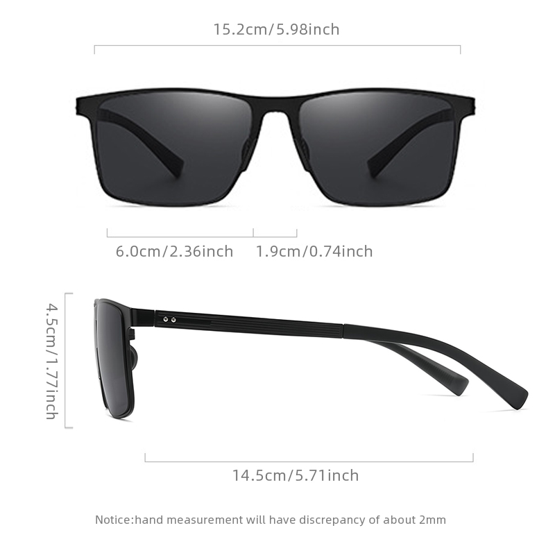 Lunettes de soleil polarisées carrées classiques pour hommes, verres en nylon HD, réduisent l'éblouissement, lunettes décontractées pour la conduite et les voyages