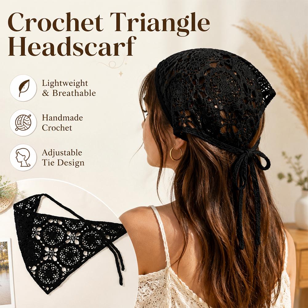 Foulard triangulaire beige pour femme, bandana en crochet, écharpe en maille transparente tricotée, foulard rétro, écharpe polyvalente pour le cou, accessoires pour cheveux