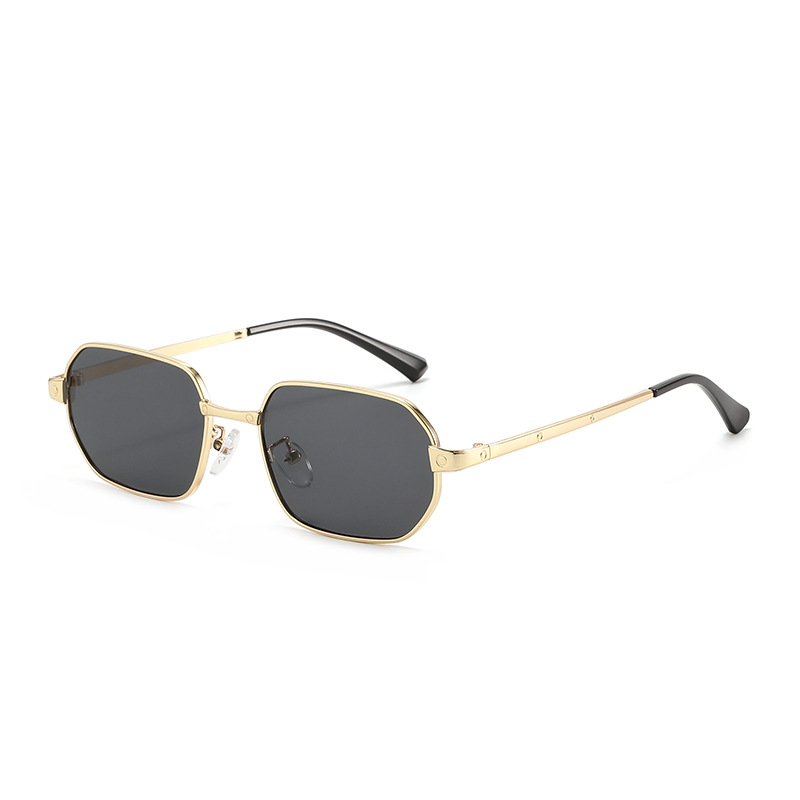 Lunettes de soleil carrées minimalistes pour hommes, monture étroite en métal UV400, style européen et américain haut de gamme, pour femmes