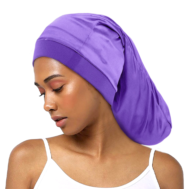 Bonnet de couchage en satin unisexe, large bande élastique ouverte, bonnet de poche, tresses de dreadlock soyeux, bonnet PO gy, hommes et femmes, longs intervalles, nouveau
