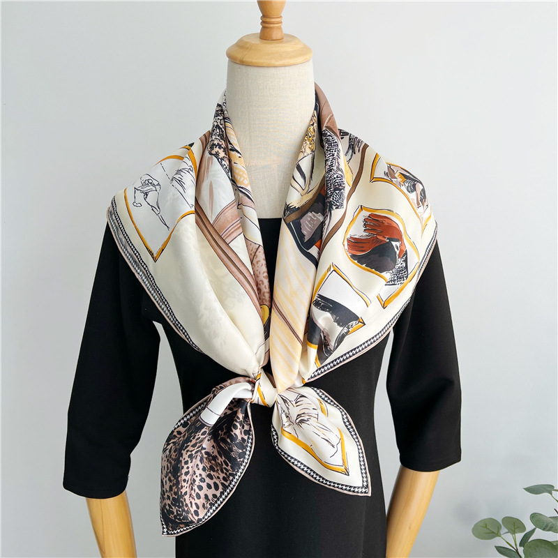 Foulard Carré Mûrier Pur pour Femme, Écharpes à Bords Roulés, Mouchoir de Tête, Châles, Hijabs Foulards, Bandana 90x90cm, 100%