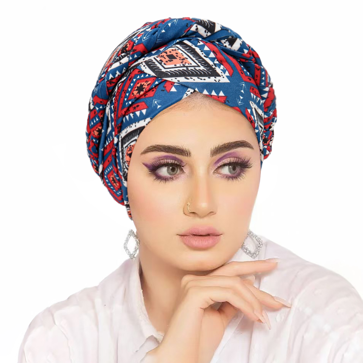 Foulard de tête pour femmes musulmanes, Turban imprimé tendance, Bonnet Hijab, perle blanche, intérieur, Turban enveloppant arabe