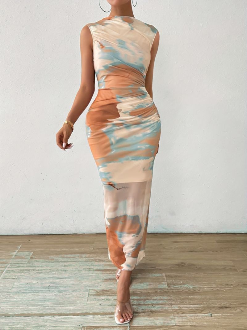 Robe longue sans manches ajustée, sexy, moulante, élégante et tendance pour femme