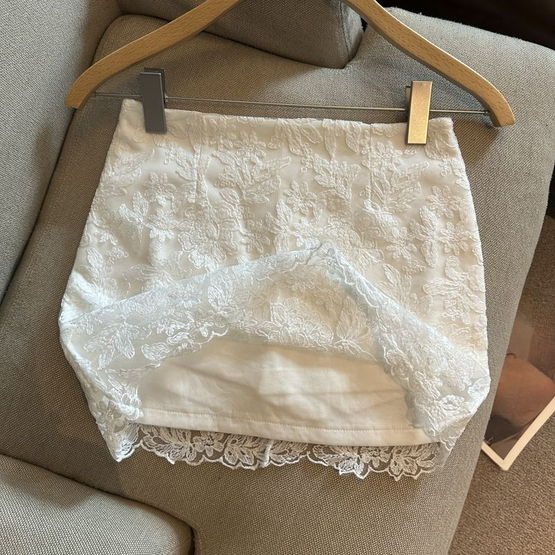 Jupes en dentelle pour femmes, coupe trapèze, printemps-été, fleurs brodées, mini-jupe rétro, mode coréenne, polyvalente, sexy, coupe ajustée, Faldas Mujer