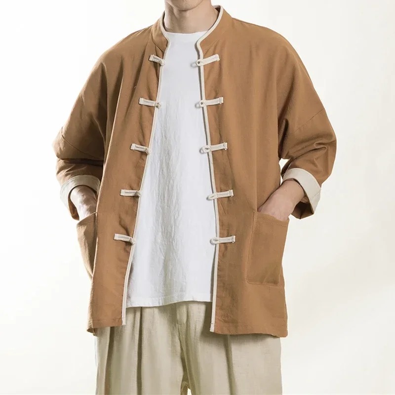 Robe Traditionnelle Alberoise en Coton pour Homme, Chemise Ligne, Vêtements Décontractés, Mince, Manteau Vintage Trempé, Y-Tang, Grande Taille, Printemps Été 2024