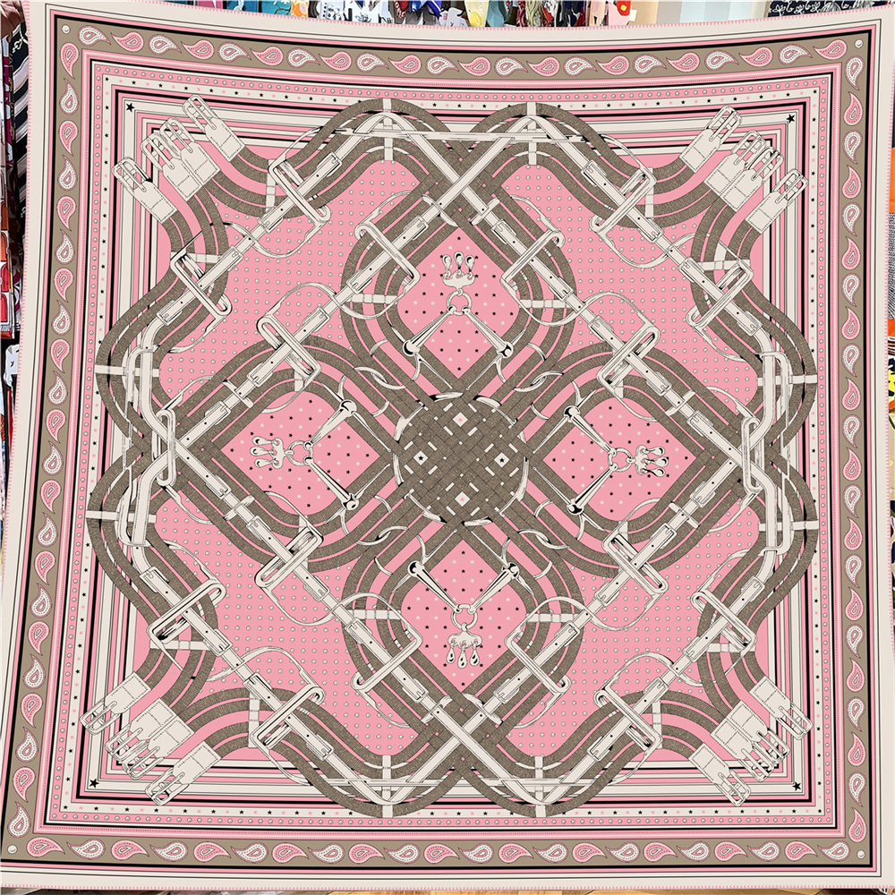 Écharpe d'hiver en soie et cachemire, châles imprimés effet fondant, pashmina chaud, foulards carrés pour femme, écharpes enveloppantes, hijab, bandana 135CM