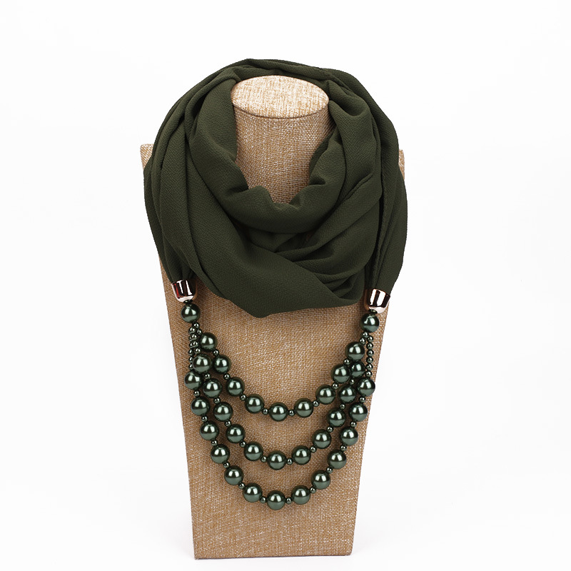 Châle Hijabs avec Pendentif pour Femme, Collier, Écharpe, Solide, Document, Bijoux, Étole, Voyage à la Plage, Accessoires
