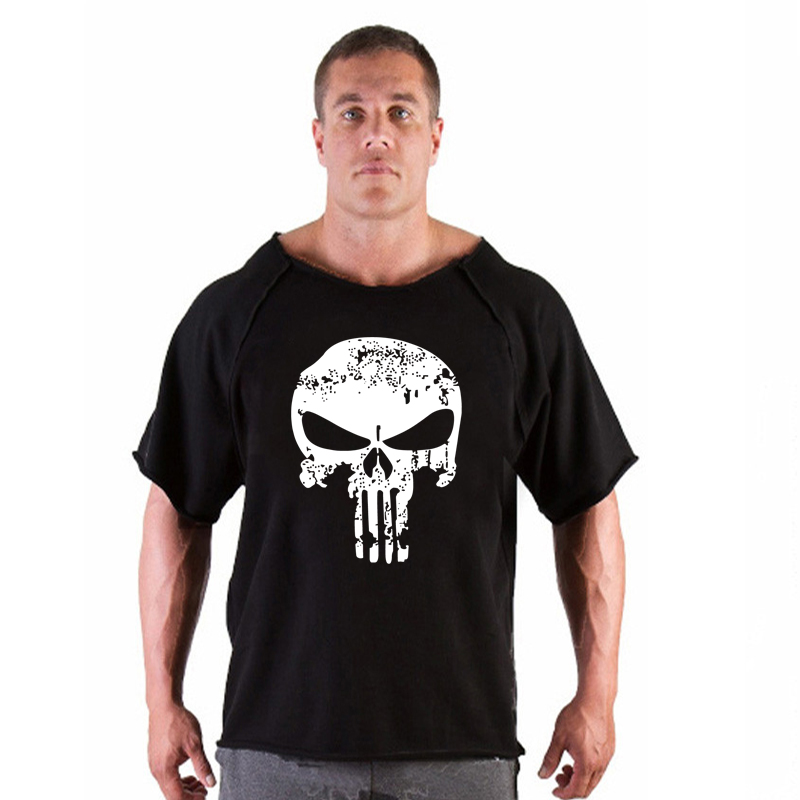 T-shirt Respirant en Coton Vintage pour Homme, Vêtement de Musculation, Gym, Course à Pied, Été