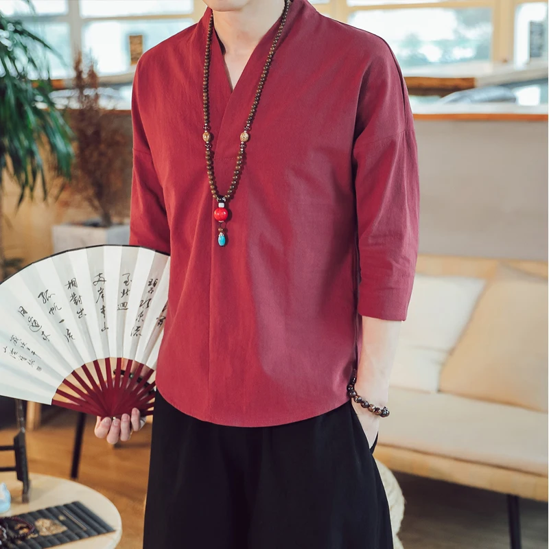 Kimono d'Été à Manches Courtes pour Homme, Vêtement en Coton et Lin Respirant, Style Japonais, Nouveauté