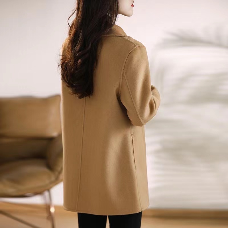Nouveau haute qualité simple boutonnage mode manteau de laine femmes automne hiver mince élégant laine pardessus coupe-vent vêtements d'extérieur femme