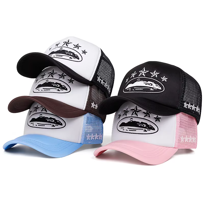 Casquette en maille de coton brodée cinq étoiles pour hommes, casquette de baseball rétro tendance, casquette Hip Hop pour femmes, casquette de sport et de loisirs, casquette décorative