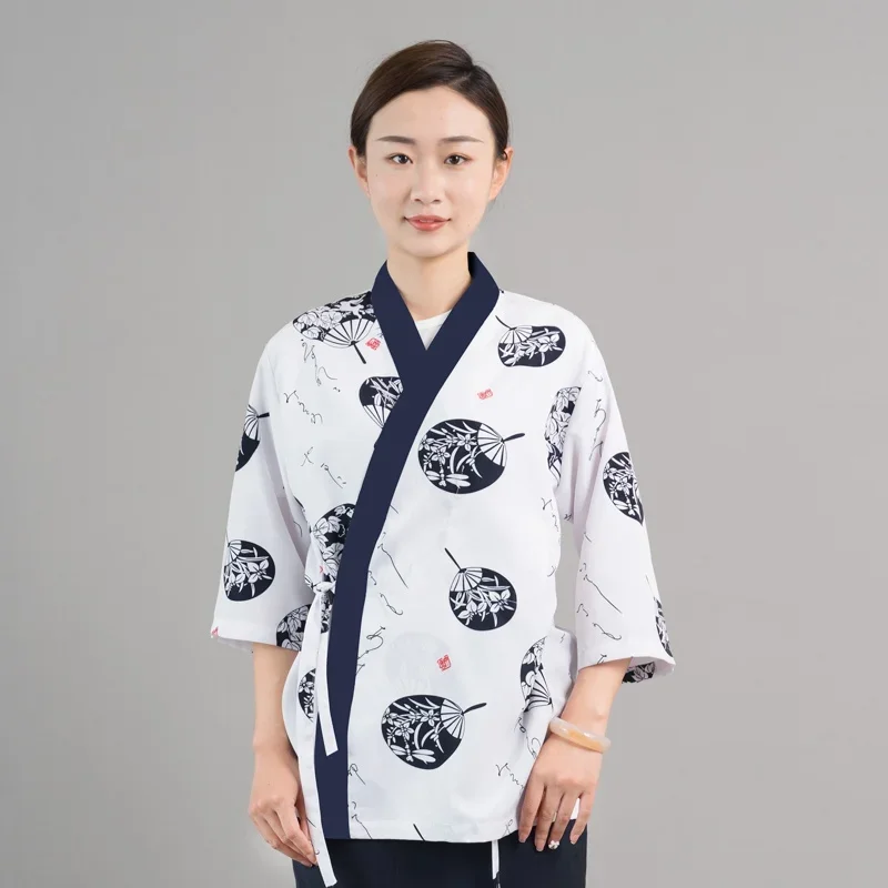 Veste de sushi pour hommes et femmes, uniforme de chef de cuisine japonais, cardigan kimono