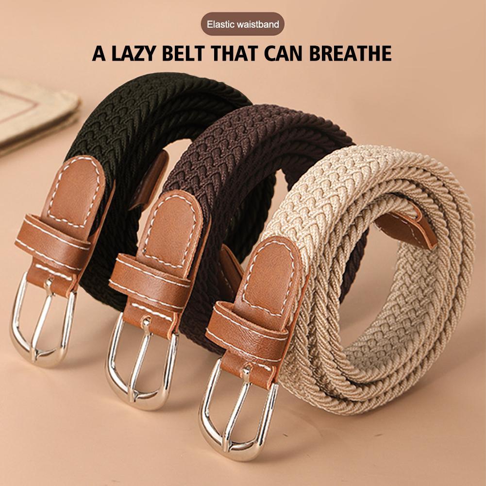 Ceinture décontractée en tricot avec boucle ardillon pour homme, ceinture en toile tressée extensible pour femme, ceinture extensible pour jeans