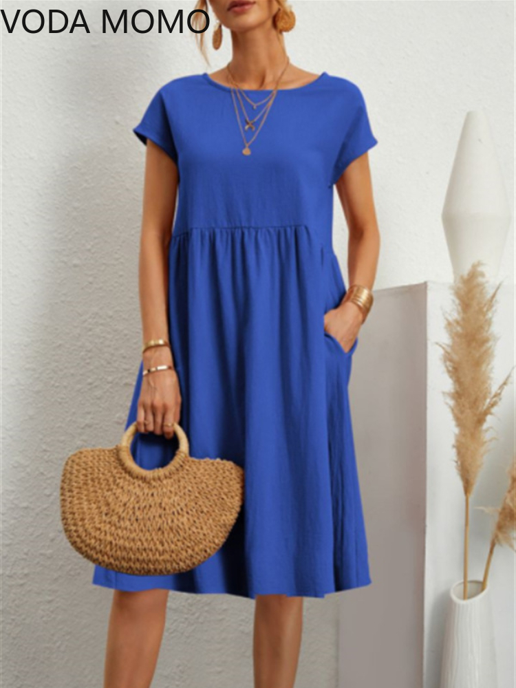 Robe mi-longue en coton pour femmes, élégante, moulante, sexy, ligne A, manches courtes, style bohème, été 2022