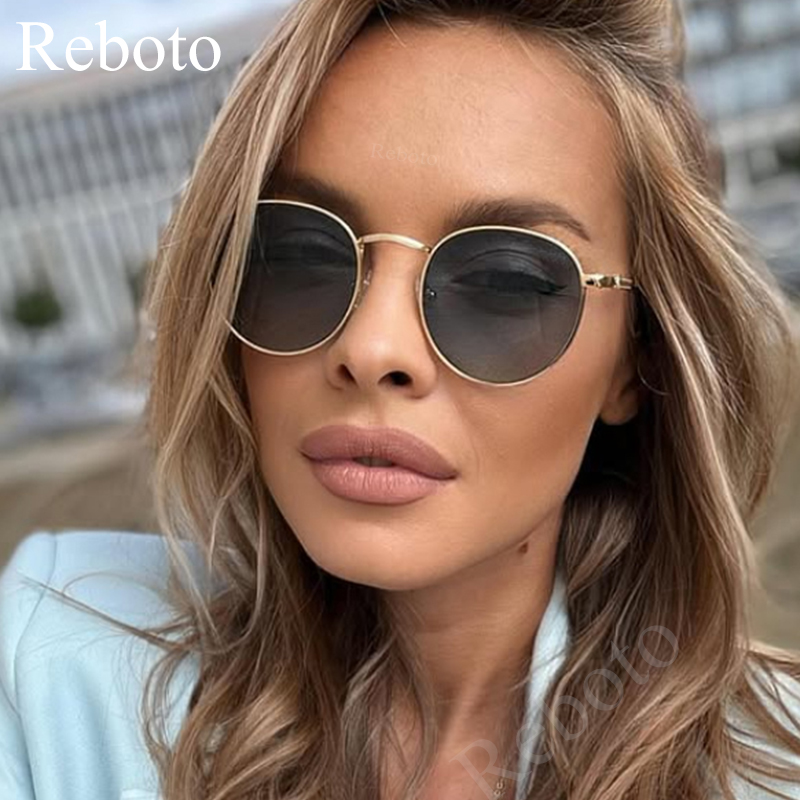 Lunettes de soleil rondes classiques pour femmes, petites montures en métal, nuances pour dames, tendances d'été, lunettes uniques pour hommes, mode sexy